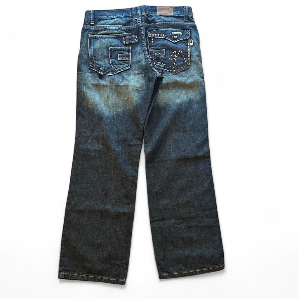 Baggy Y2k Avant Garde Legacy Gold Embroidered Jeans (36x34)
