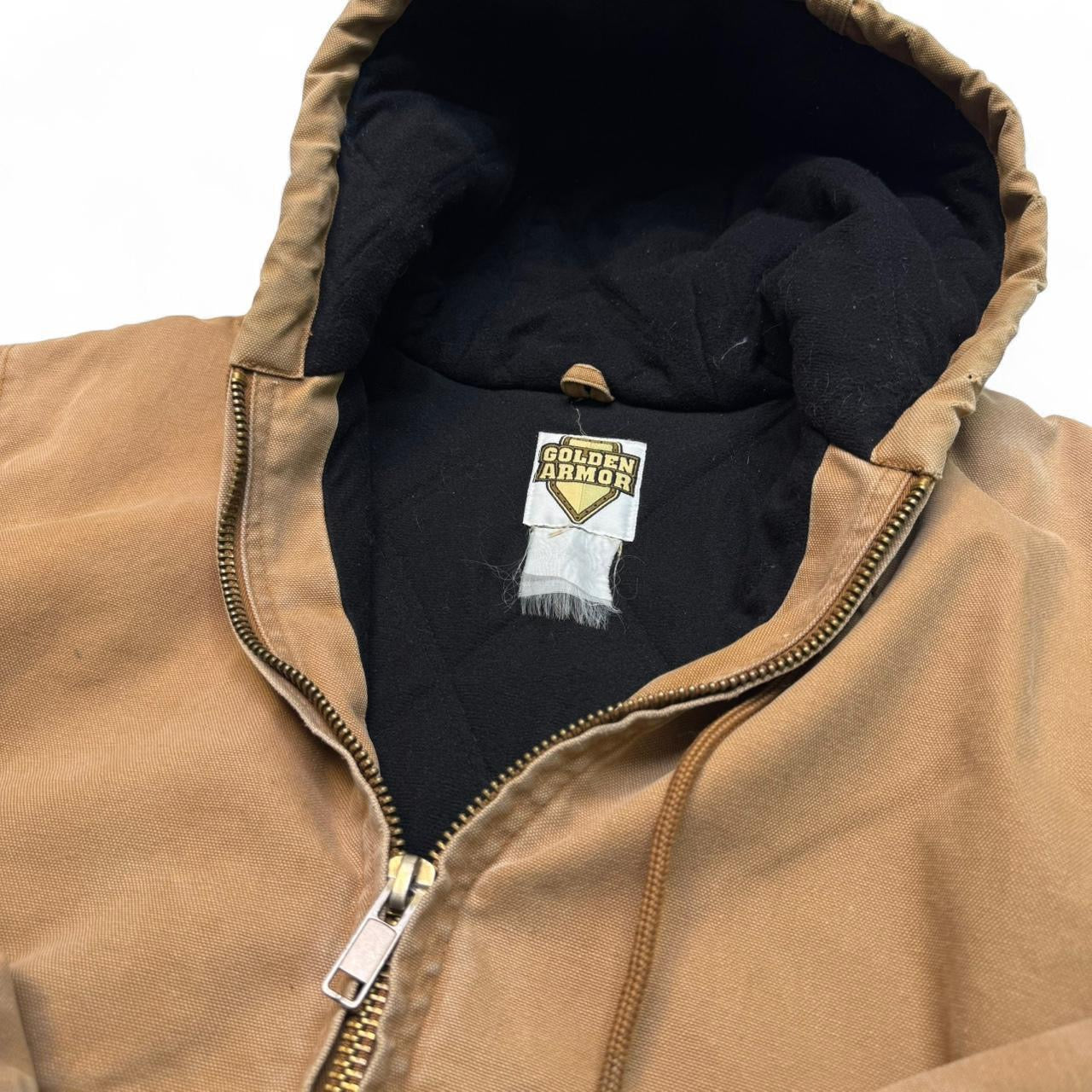 Tan Vintage Golden Armour Carhartt Style Hooded Jacket (L)