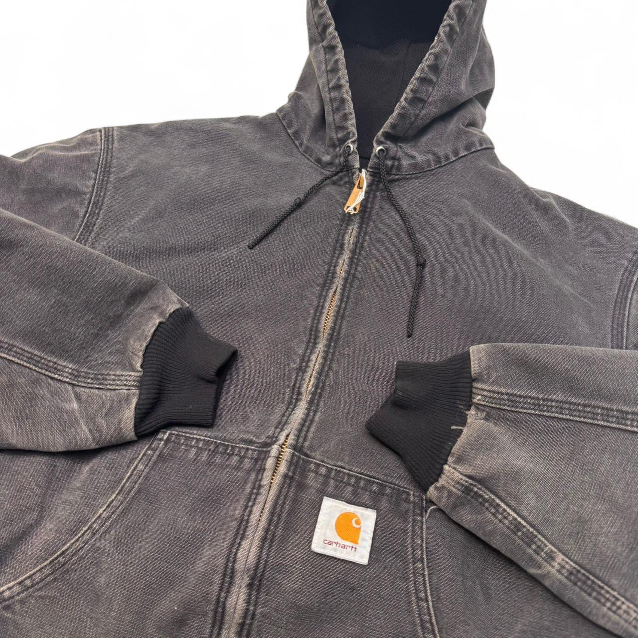 Faded Black Carhartt Thermal Lined Hooded Jacket (M)