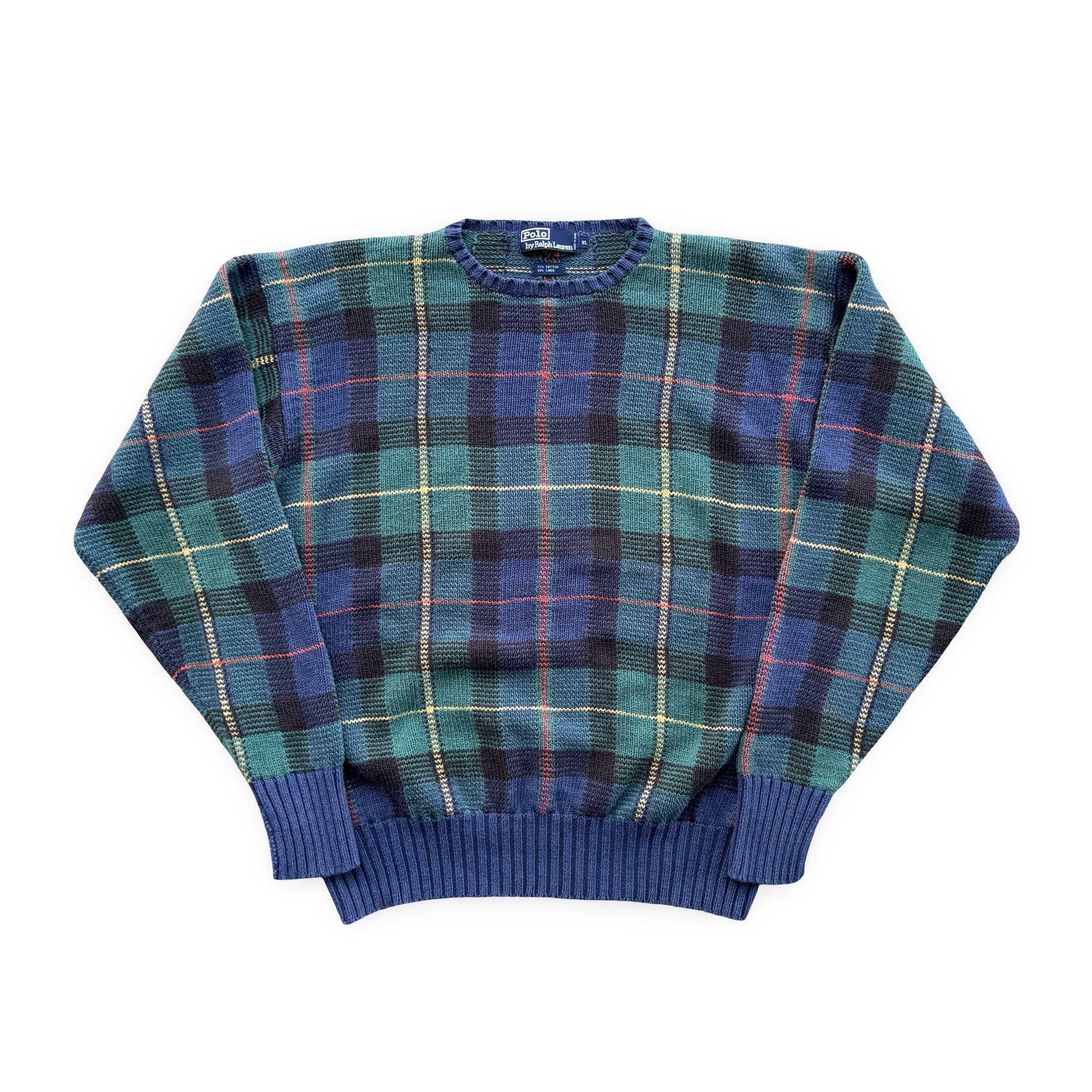 Vintage Ralph Lauren Plaid Knit Sweater (XL)