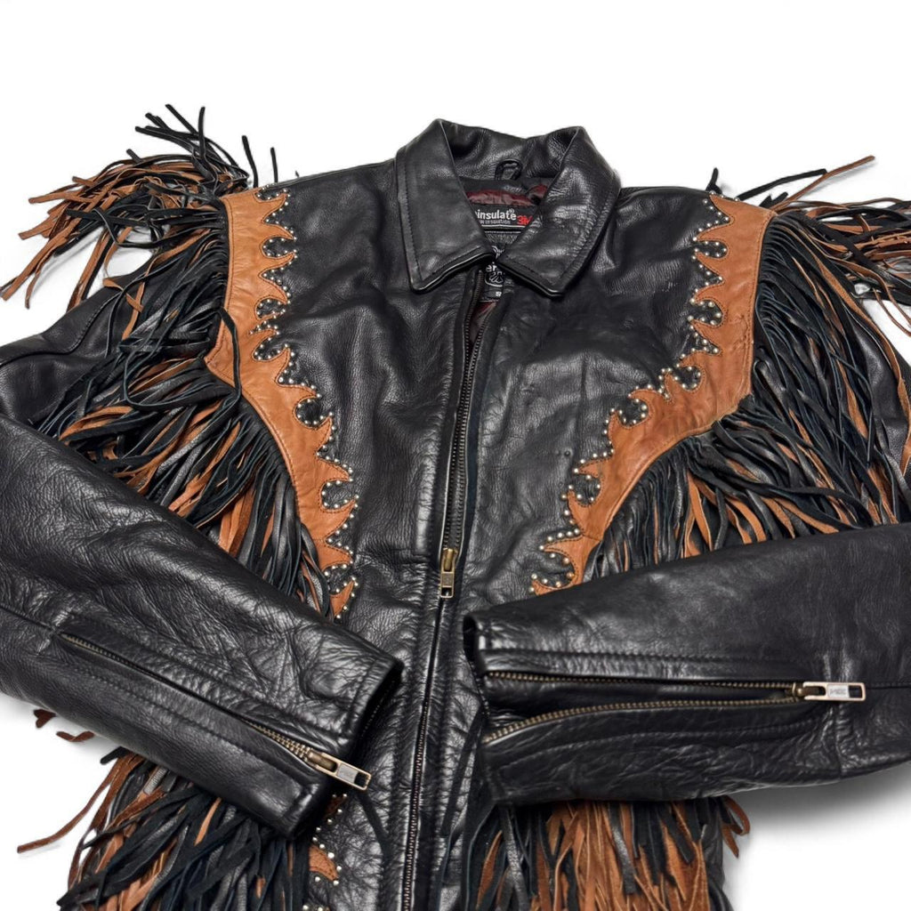 Vintage Fringe Western Leather Jacket (S)