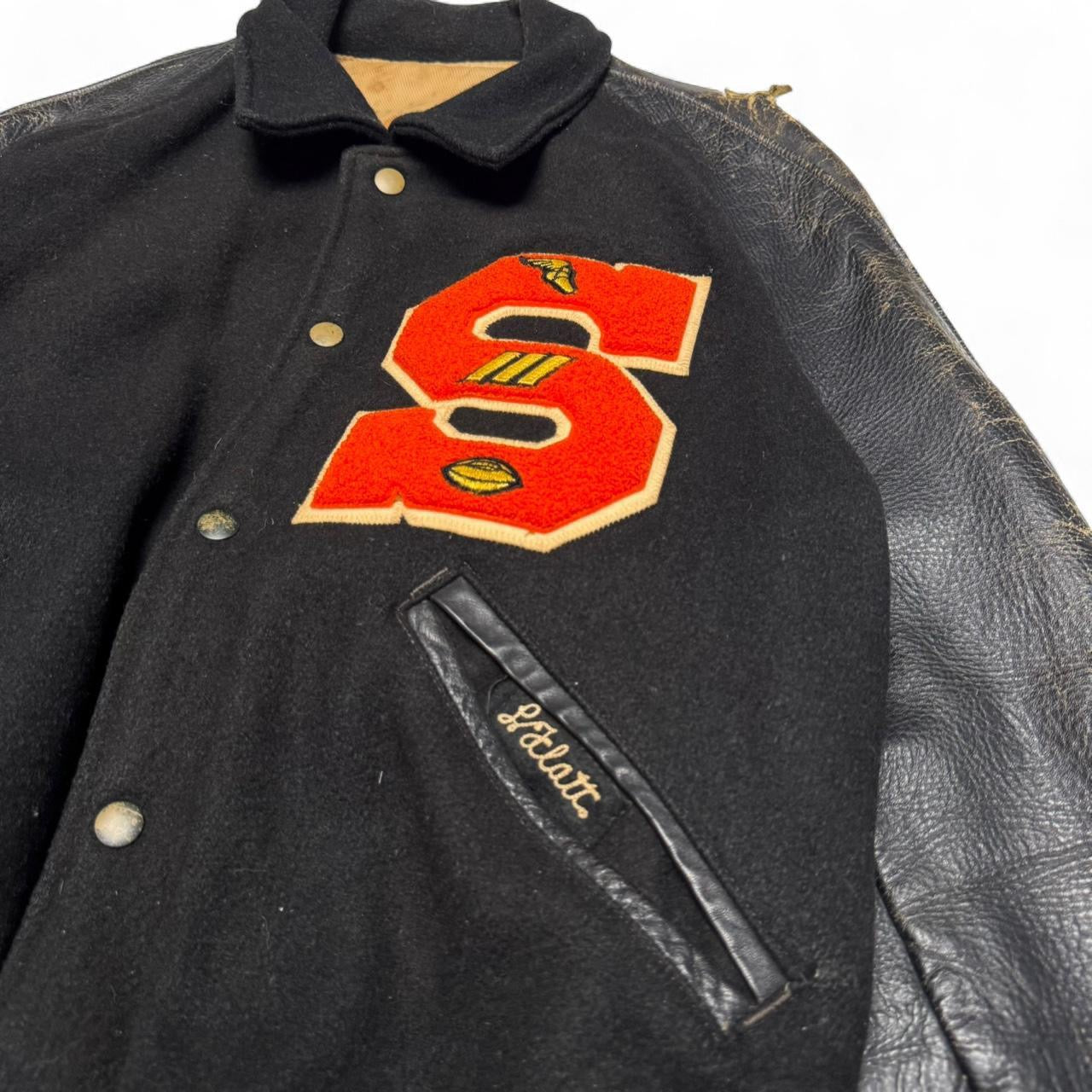 1970’s Black & Orange Varsity Jacket (L)