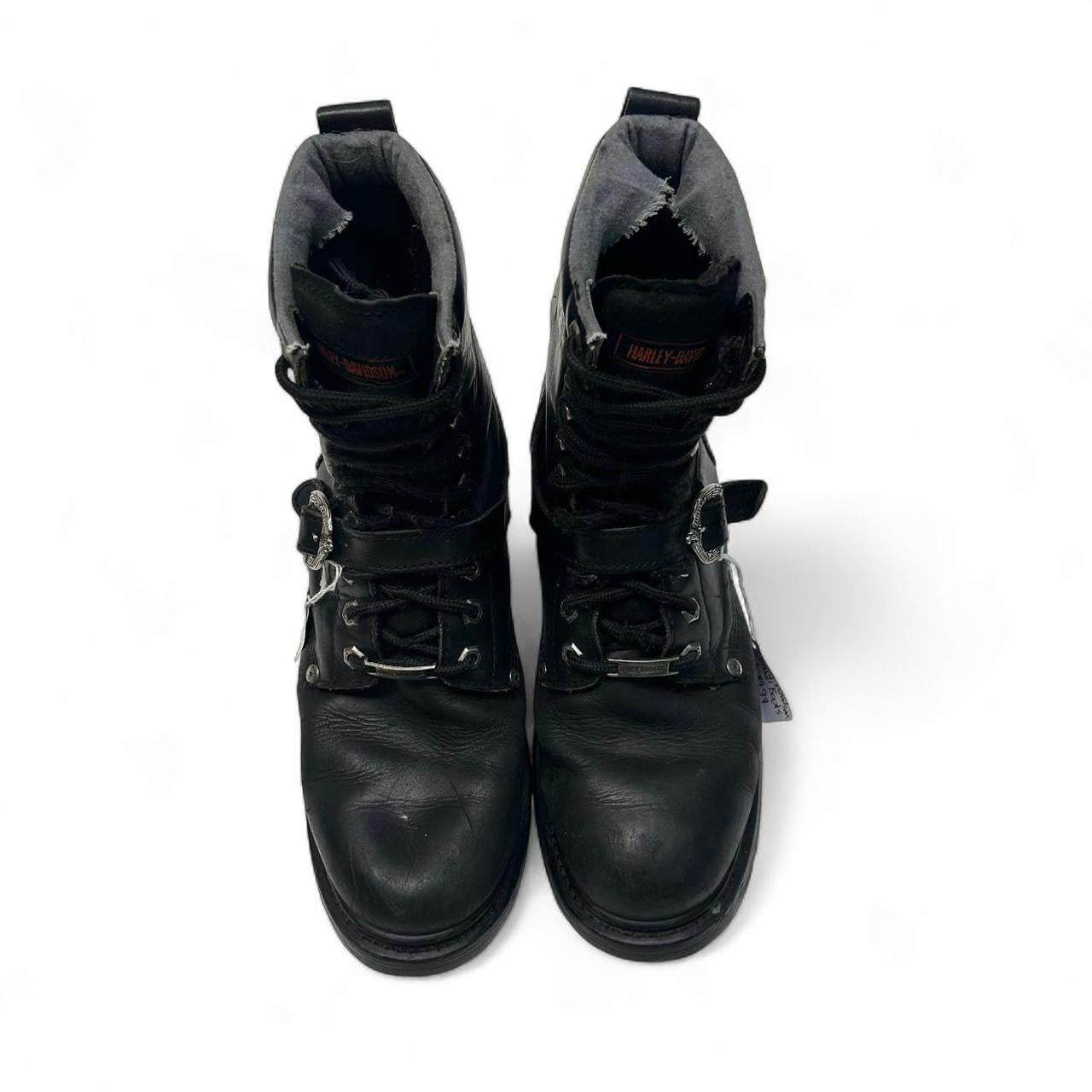 Black Leather Harley Davidson Biker Boots (10 M)
