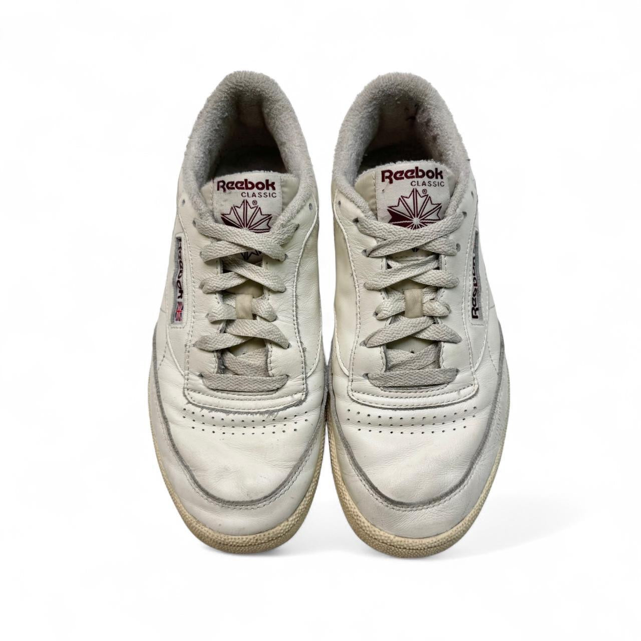 White/Burgundy Reebok Club C Trainers (6.5M)