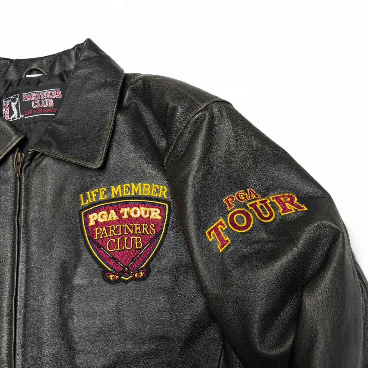 Vintage PGA Tour Life Member Brown Leather Jacket (L)