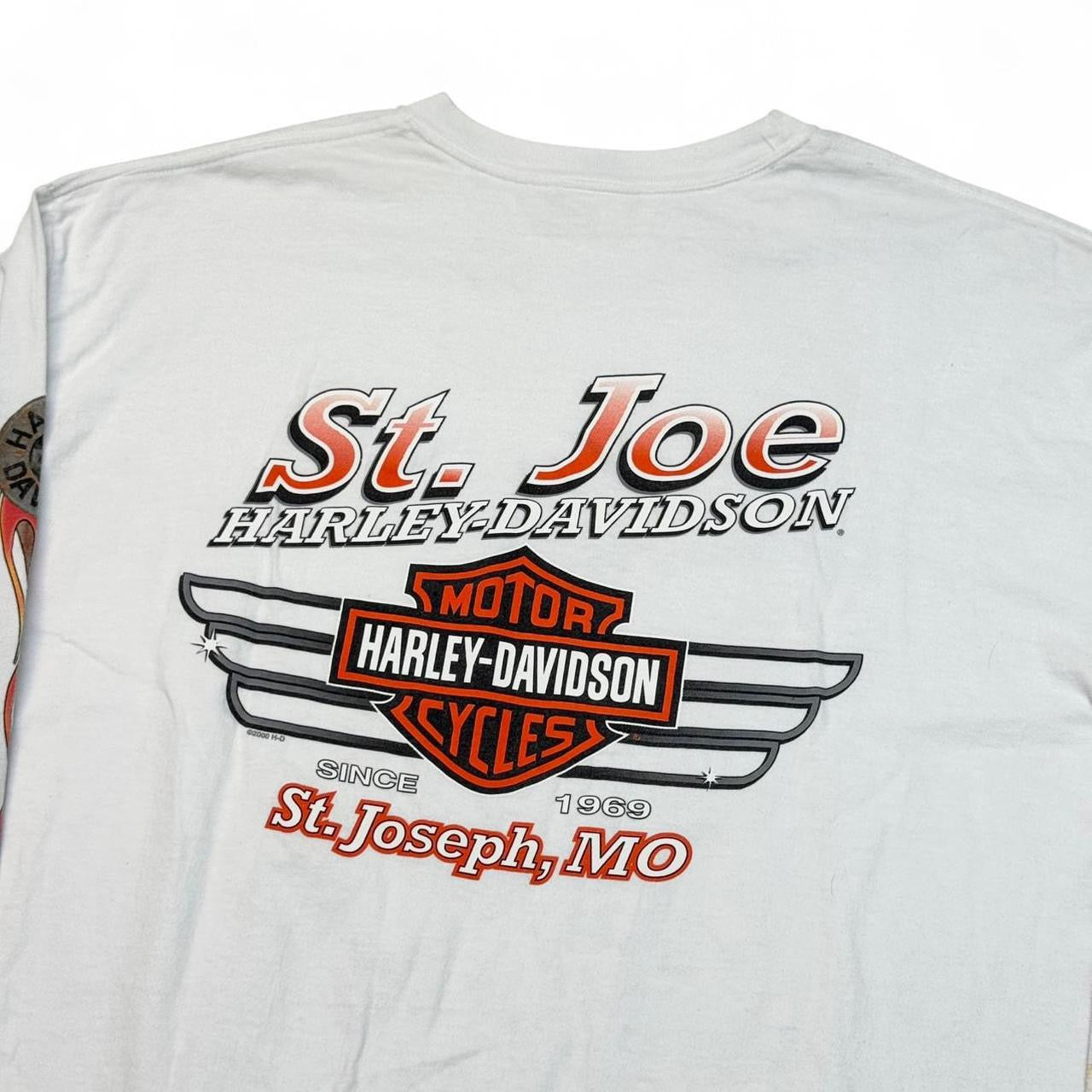 Vintage St. Joe’s White Harley Davidson Flame Sleeve (XL)