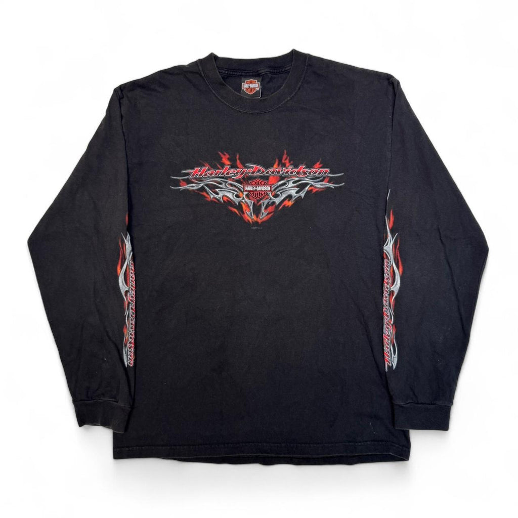 2007 Harley Davidson Grunge Flame Sleeve Tee (L)