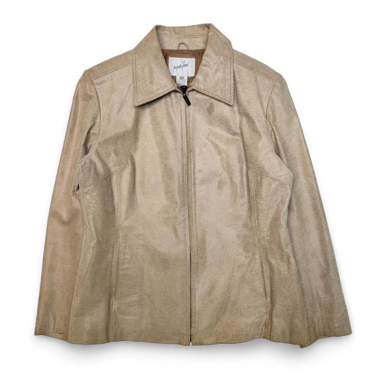 Vintage Jacqueline Ferrar Tan Snake-print Leather Jacket (L)