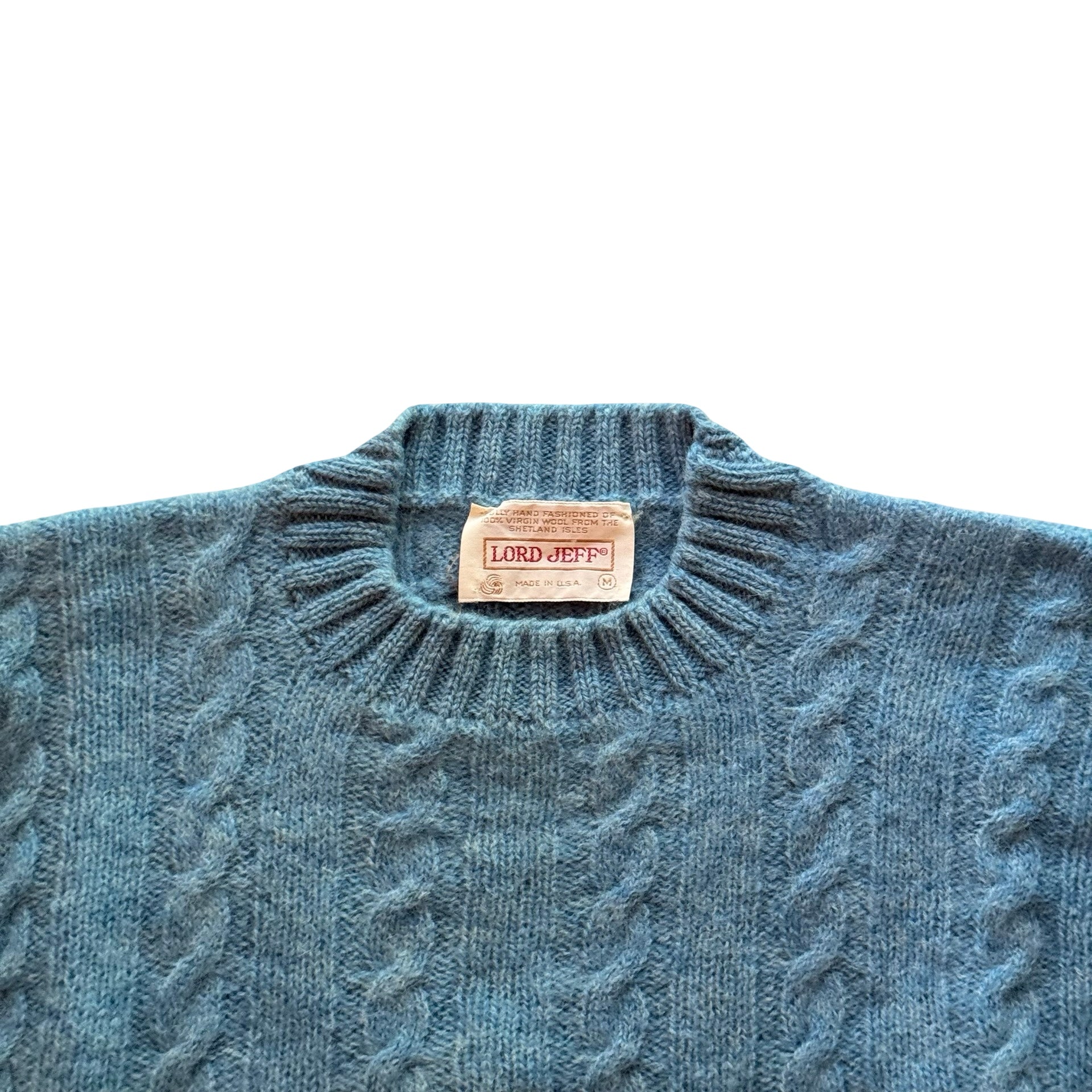 80s Lord Jeff Wool Cable Knit Sweater (M)