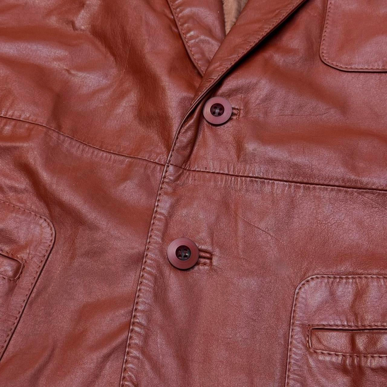 Vintage Orange Ambassador Leather Blazer Coat (42)