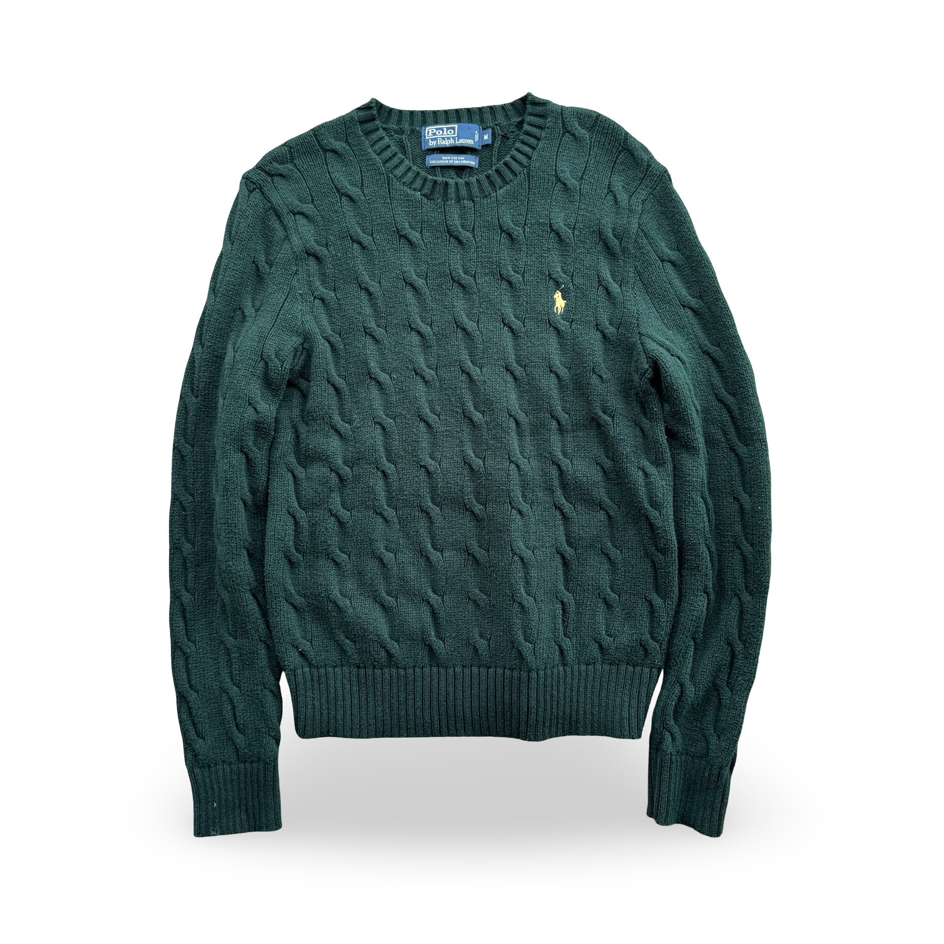 Forest Green Ralph Lauren Cable Knit Sweater (M)