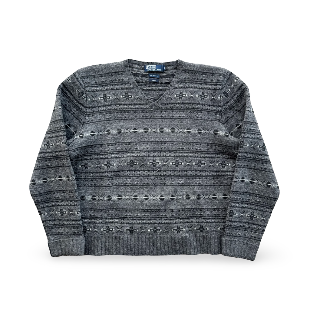 Vintage Grey Ralph Lauren Lambs Wool Knit Sweater (XL)