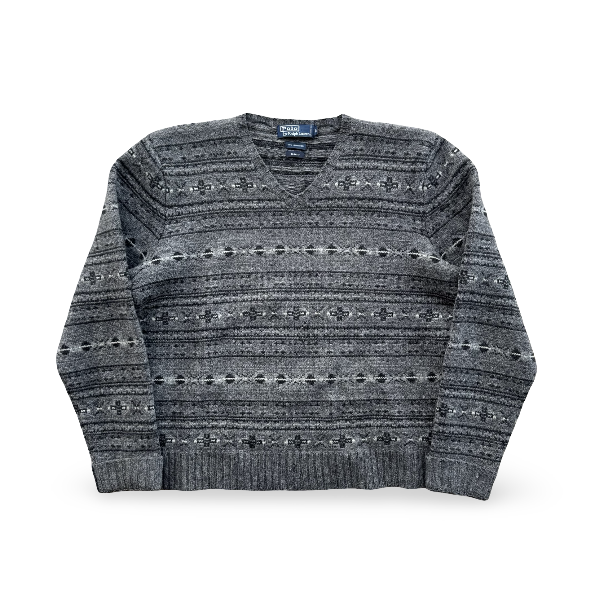 Vintage Grey Ralph Lauren Lambs Wool Knit Sweater (XL)