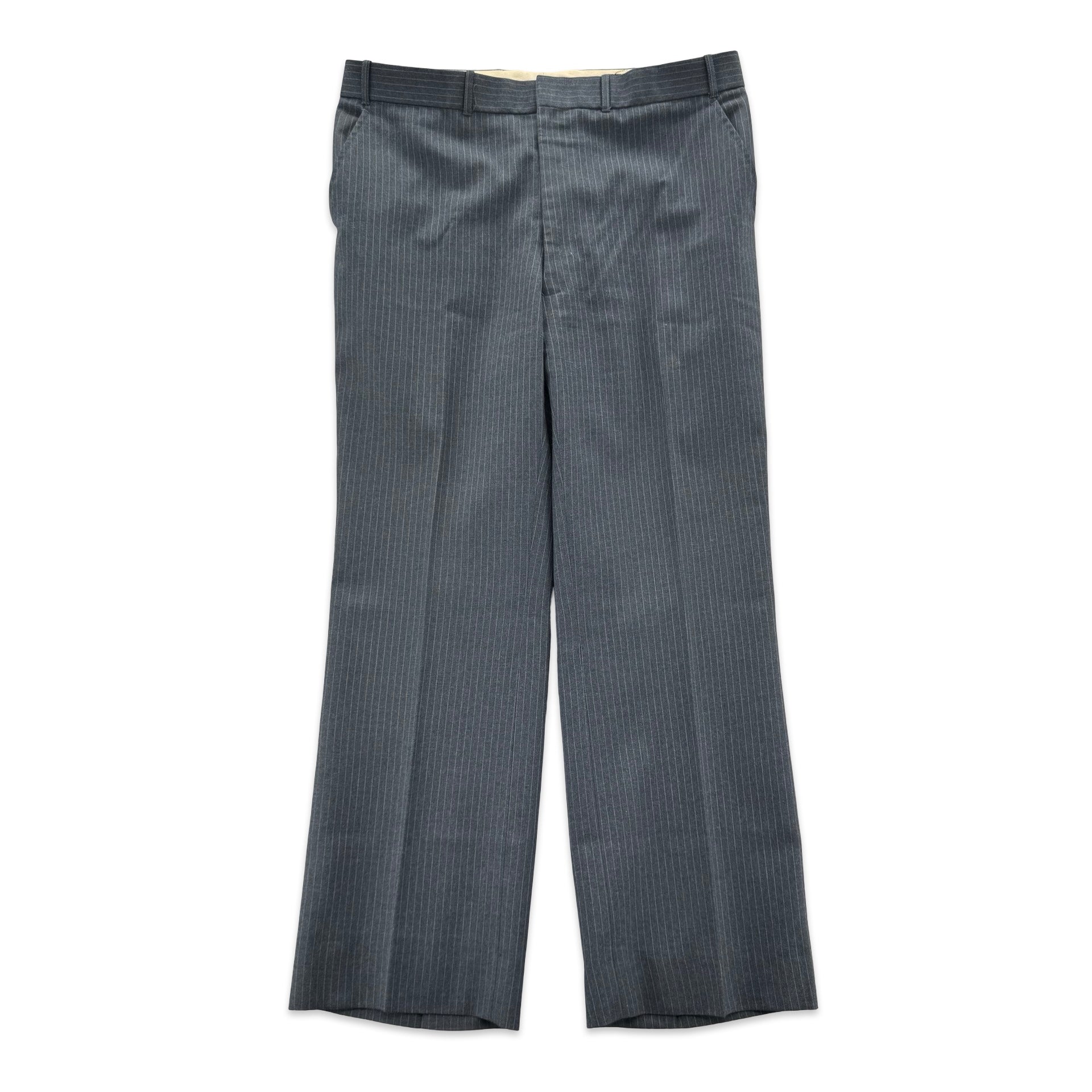 Vintage Grey Blue Pinstripe Trousers (35x28)