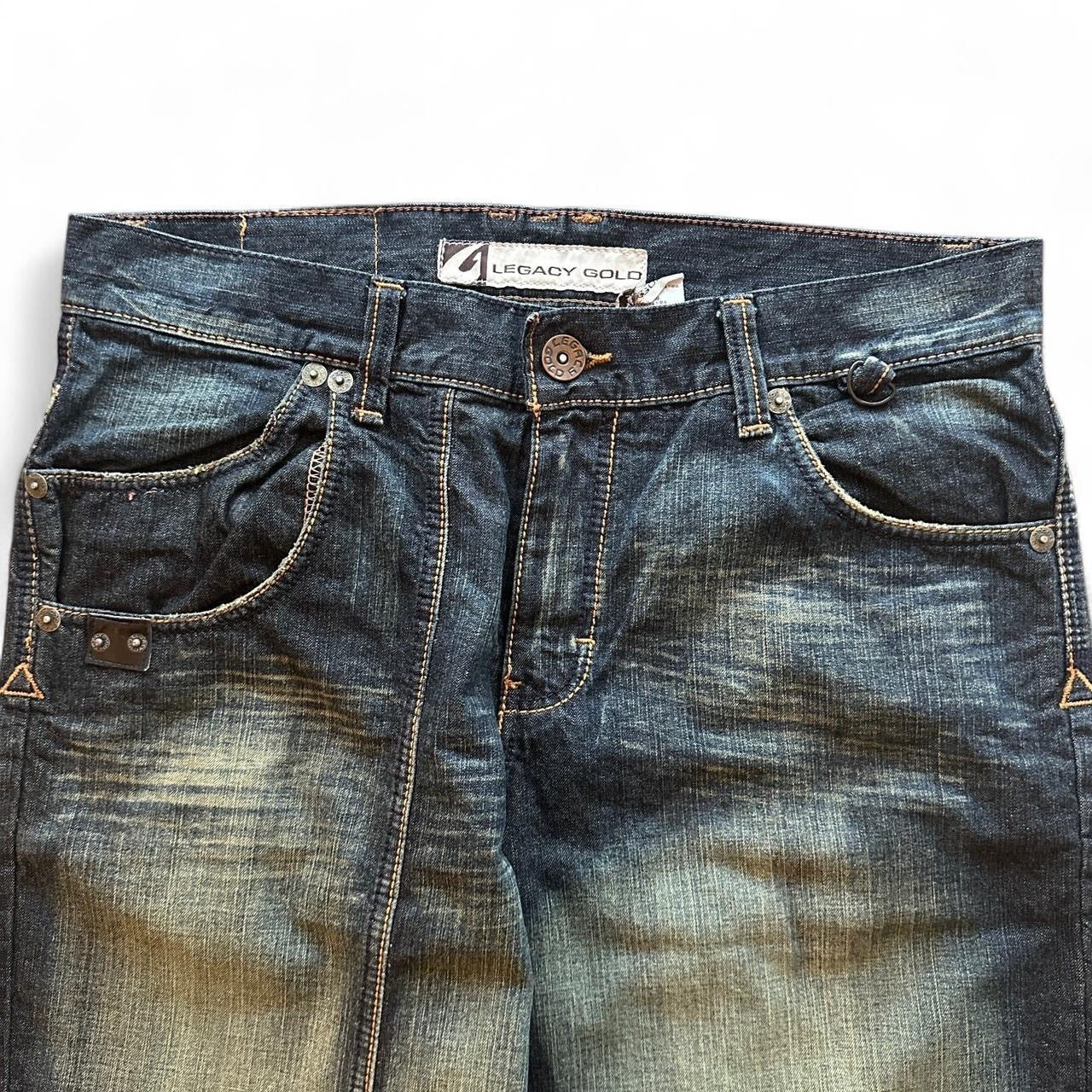Baggy Y2k Avant Garde Legacy Gold Embroidered Jeans (36x34)