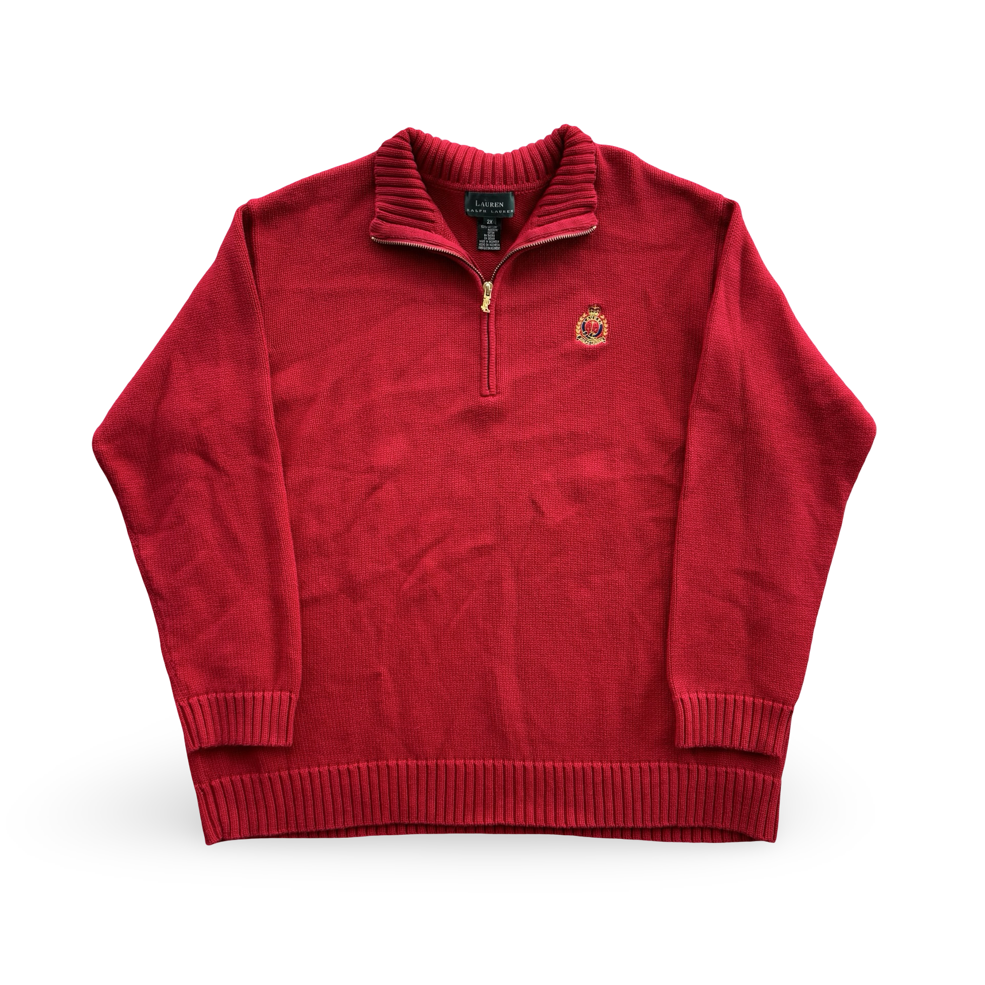 Vintage Red Lauren RL Knit Quarter Zip (XXL)