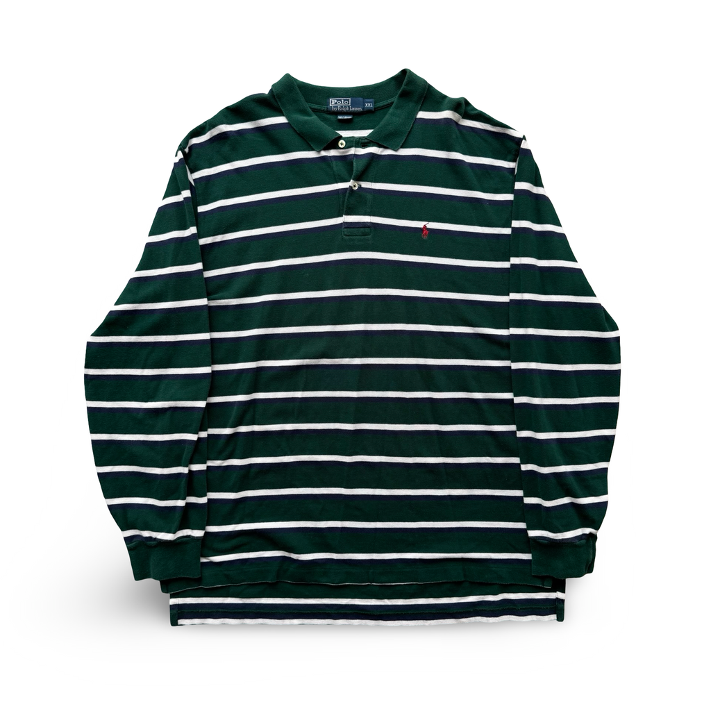 Vintage Striped Long Sleeve Polo (XXL)