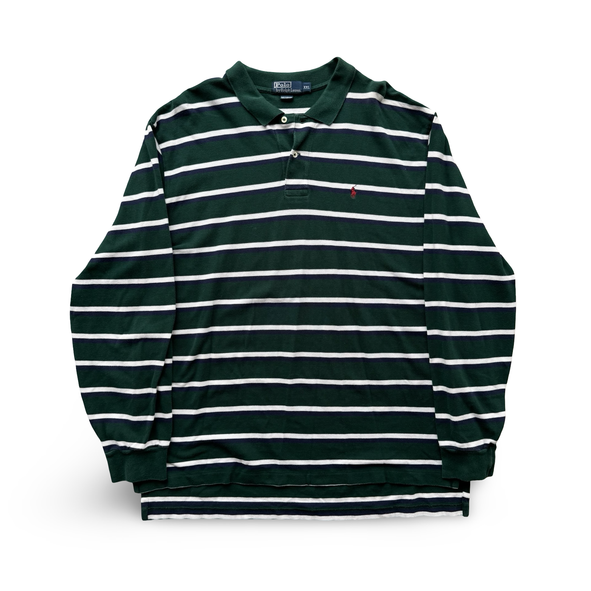 Vintage Striped Long Sleeve Polo (XXL)
