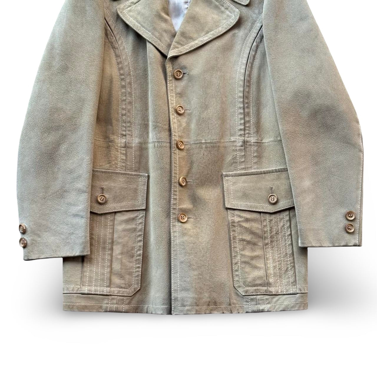 1980s Tan Virany Suede Leather Long Coat