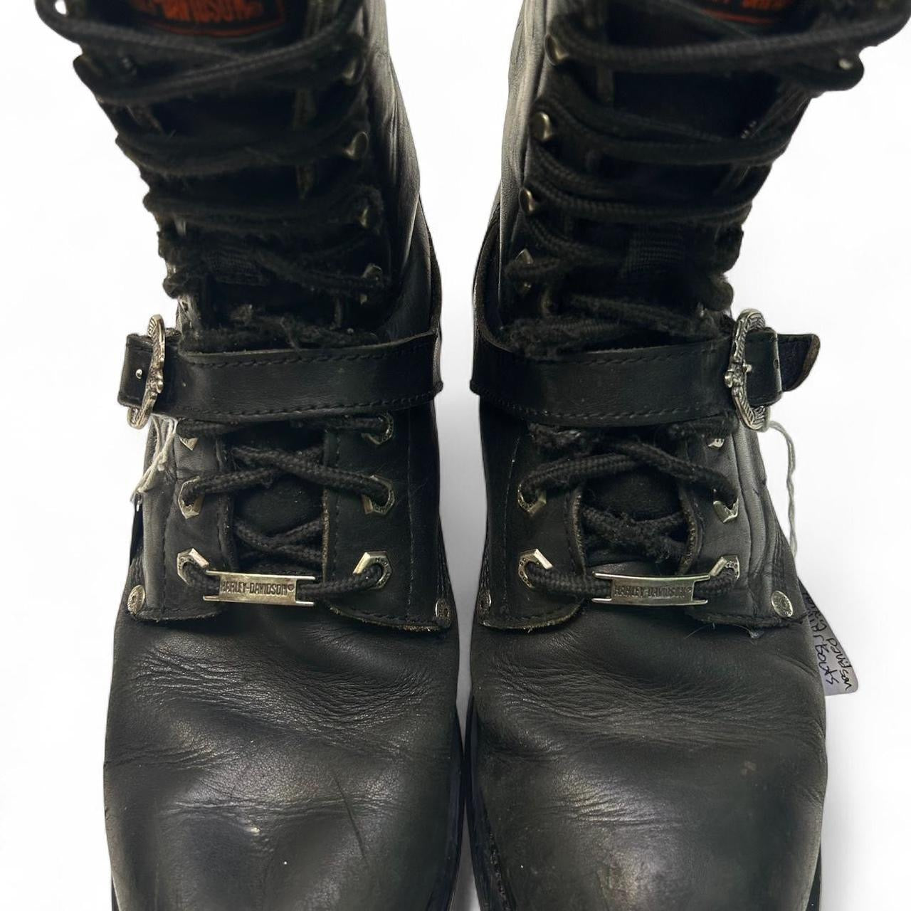 Black Leather Harley Davidson Biker Boots (10 M)