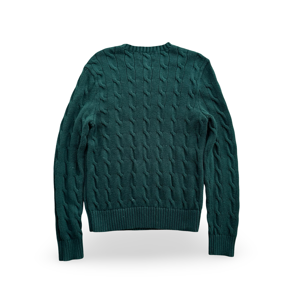 Forest Green Ralph Lauren Cable Knit Sweater (M)