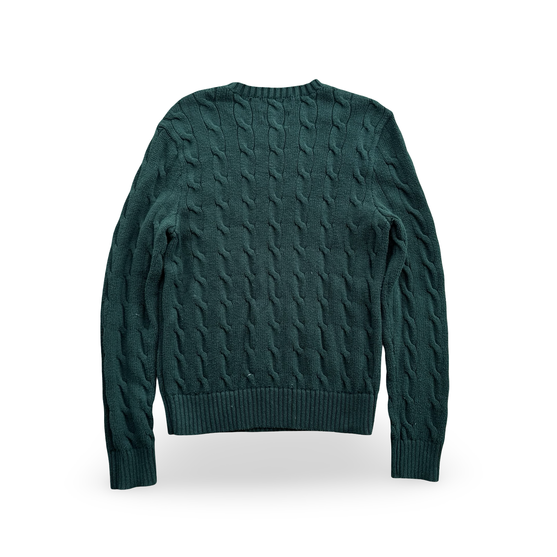 Forest Green Ralph Lauren Cable Knit Sweater (M)