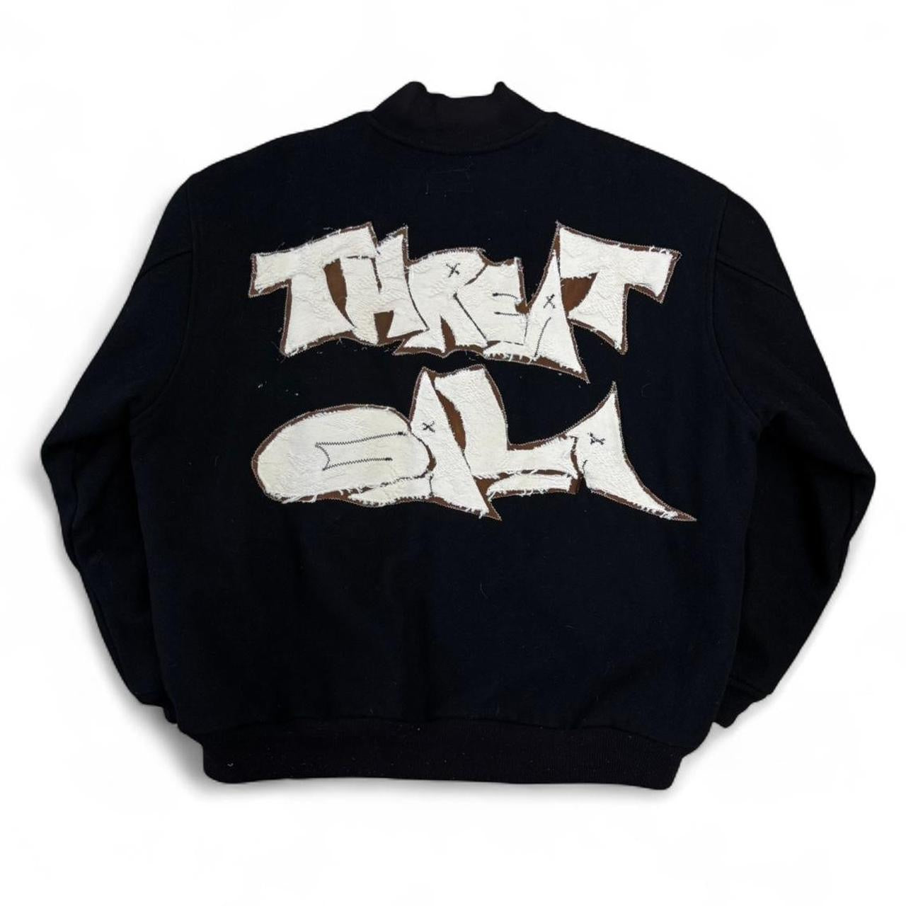 Custom Threat Gala Black Graffiti Logo Bomber Jacket (XXL)