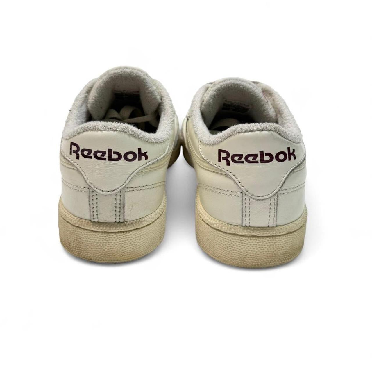 White/Burgundy Reebok Club C Trainers (6.5M)