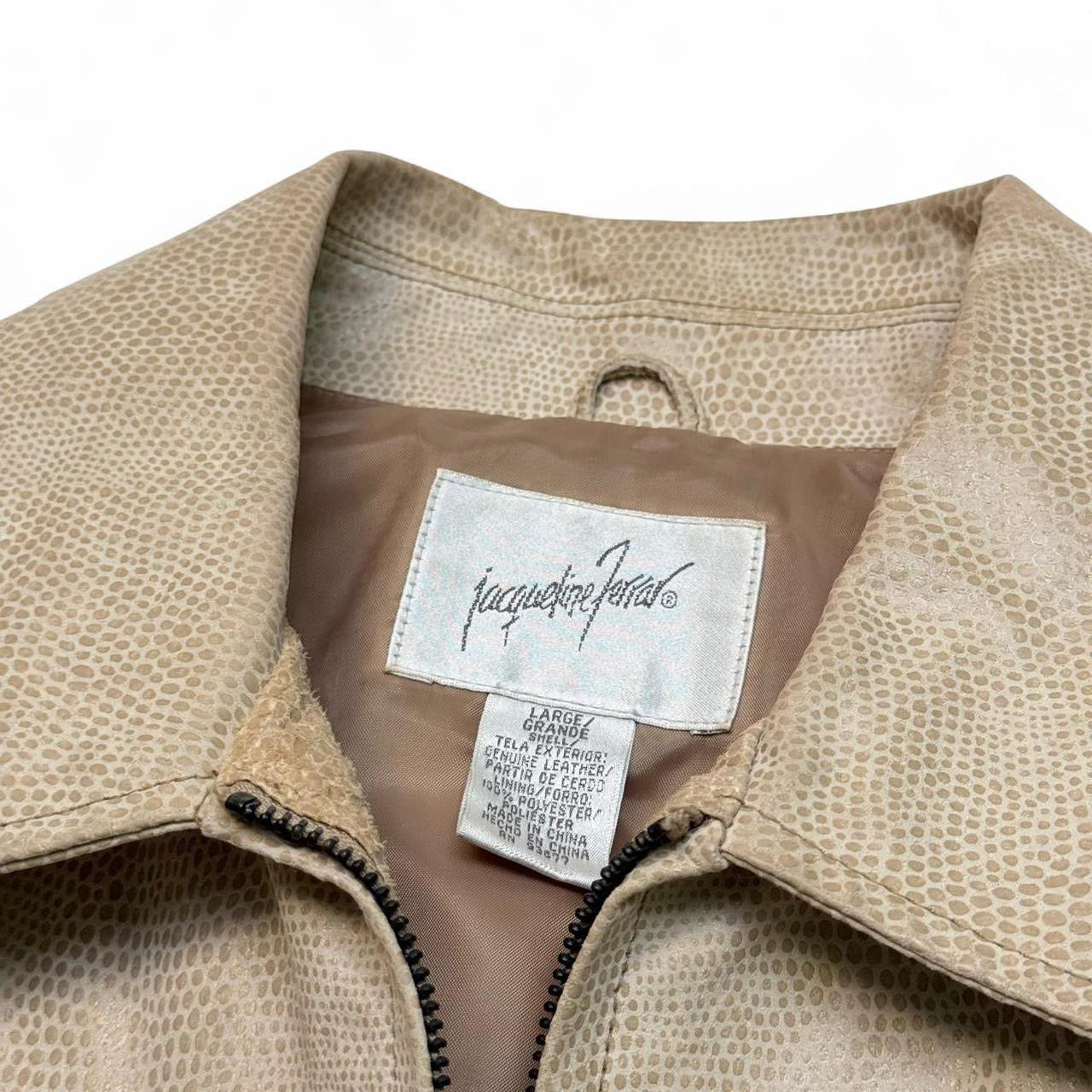 Vintage Jacqueline Ferrar Tan Snake-print Leather Jacket (L)