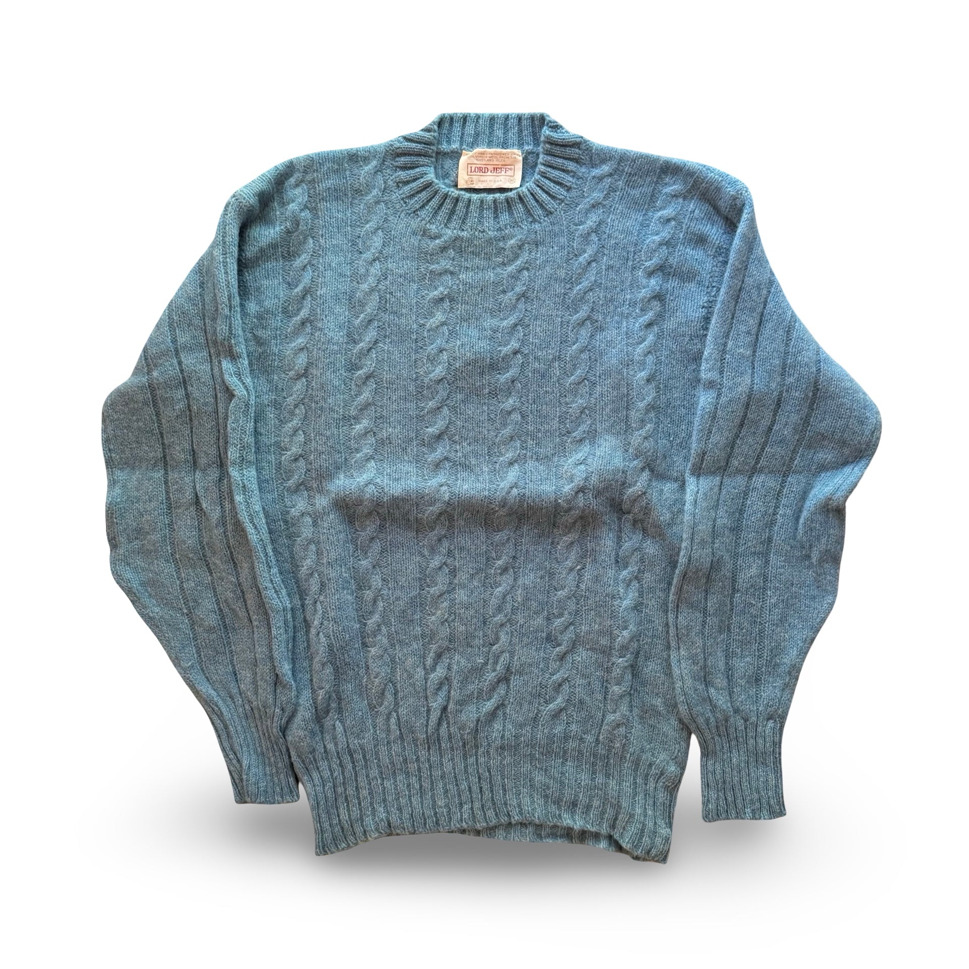 80s Lord Jeff Wool Cable Knit Sweater (M)
