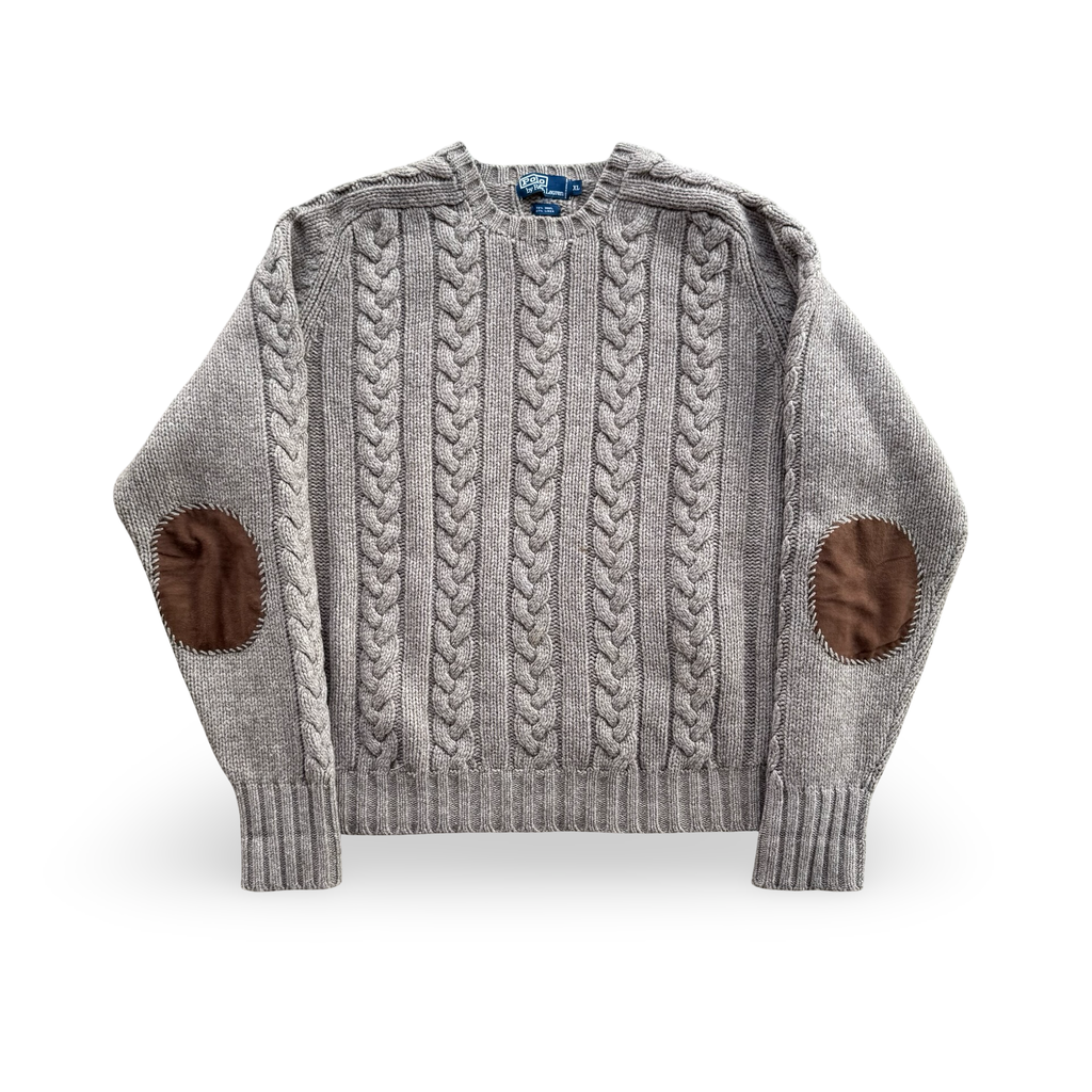 Vintage Ralph Lauren Wool & Linen Cable Knit Sweater (XL)
