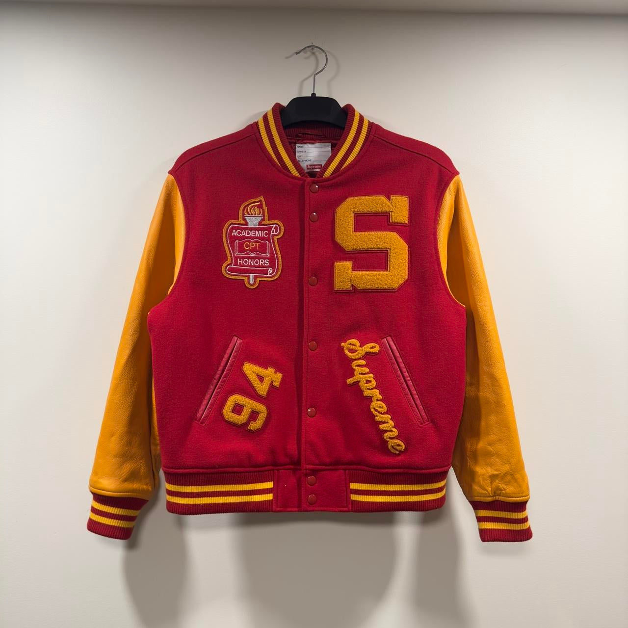 F/W 2019 Red & Yellow Supreme Team Varsity Jacket (M)